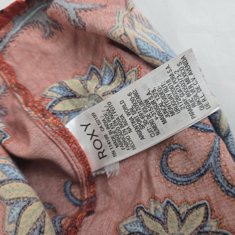 Roxy Boho Floral Midi Dress Spaghetti Strap Rust Orange Size XS - Picture 13 of 14